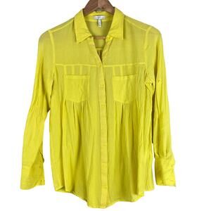 Joie Revolve Pinot Button Up in Yellow Size XS Roll Tab Sleeves Front Pockets